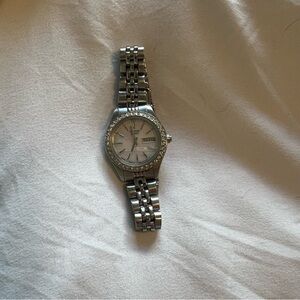 Silver Watch with Crystal Accents